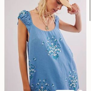 Free People Wildflower Embroidered Mini Dress